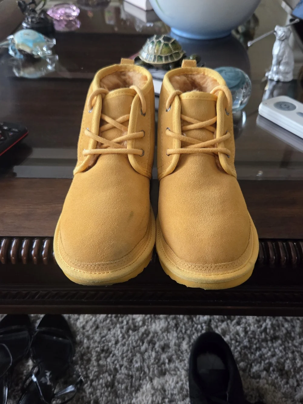 UGG Kids Yellow Suede With Sheepskin Lined  Chukka Boots